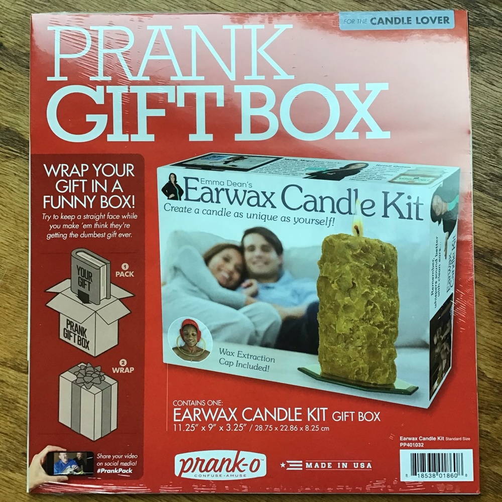 Prank Gift Box Earwax Candle Kit Medium Gag Fake Christmas Father's Day